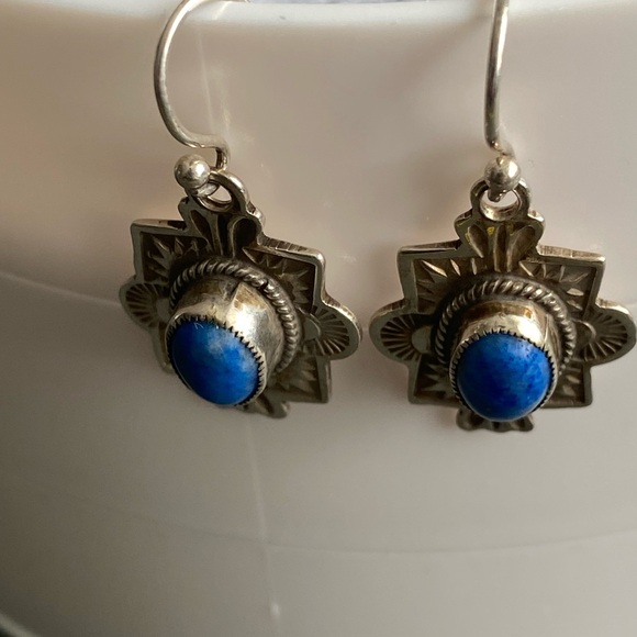 Leo Feeney Sterling Silver and Blue Lapis GemStone Earrings - Picture 2 of 5